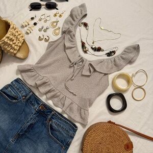 Urban Outfitters Teal Ruffled Crop Top